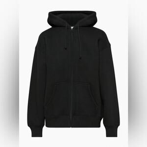 Aritzia Tna Bubble Fleece Boyfriend Zip Hoodie Jacket Black Size Small